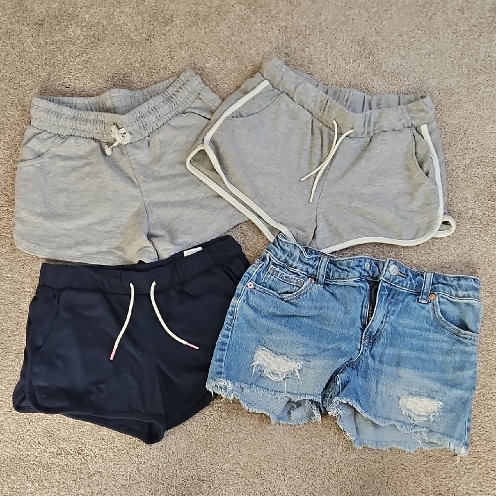 Girls Size Large 10/12 Casual Shorts Set - Gray, Black, and Denim
